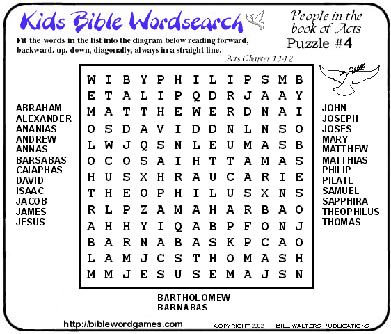 free Christian Family Bible Kids wordsearch puzzle