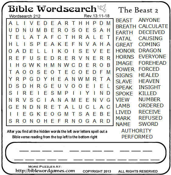 Bible Wordsearch puzzle