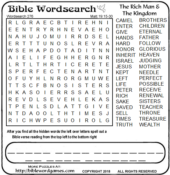 Bible wordsearch puzzle