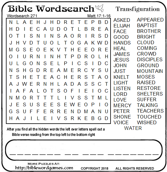 Free Bible wordsearch puzzle