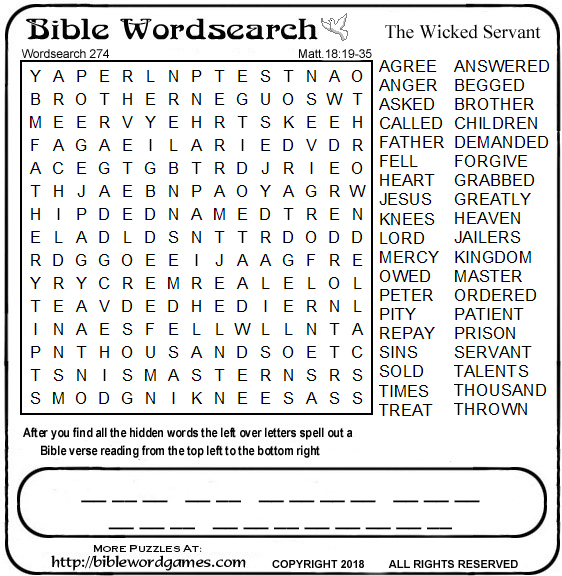 Bible wordsearch puzzle