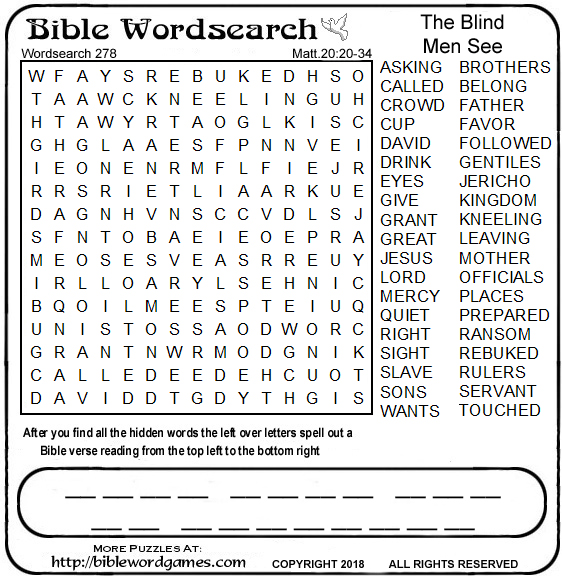 Bible Wordsearch puzzle