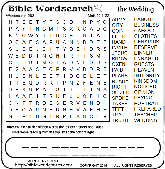 Bible wordsearch puzzle